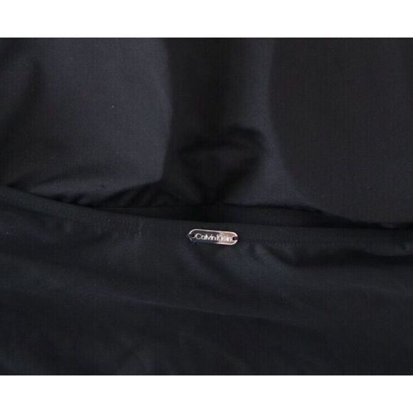 Calvin Klein CG2MS732 Sz 16 Black Ruched High Neck Halter 1-Pc Swimsuit - Picture 4 of 9